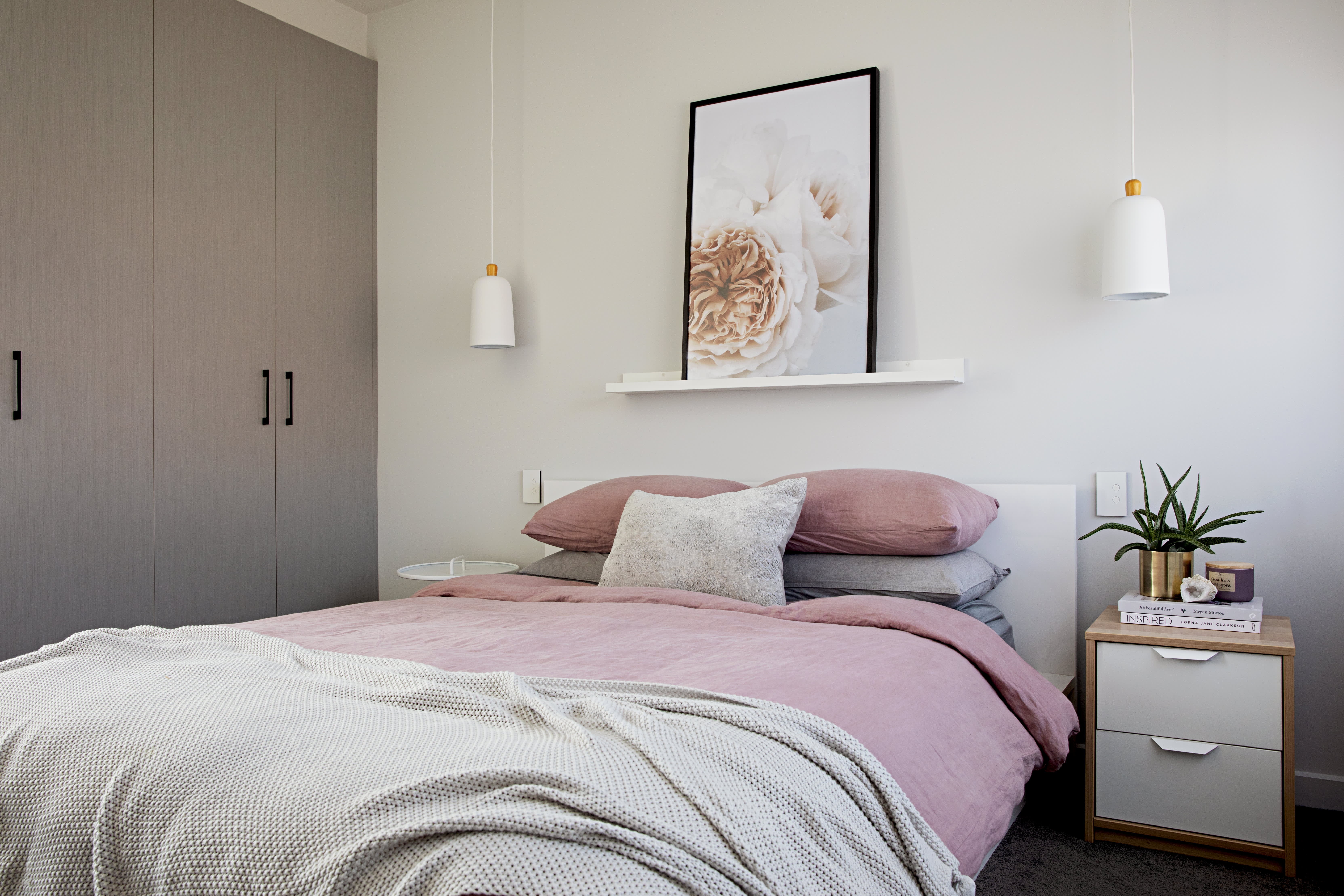 Pastel pink deals and grey bedroom